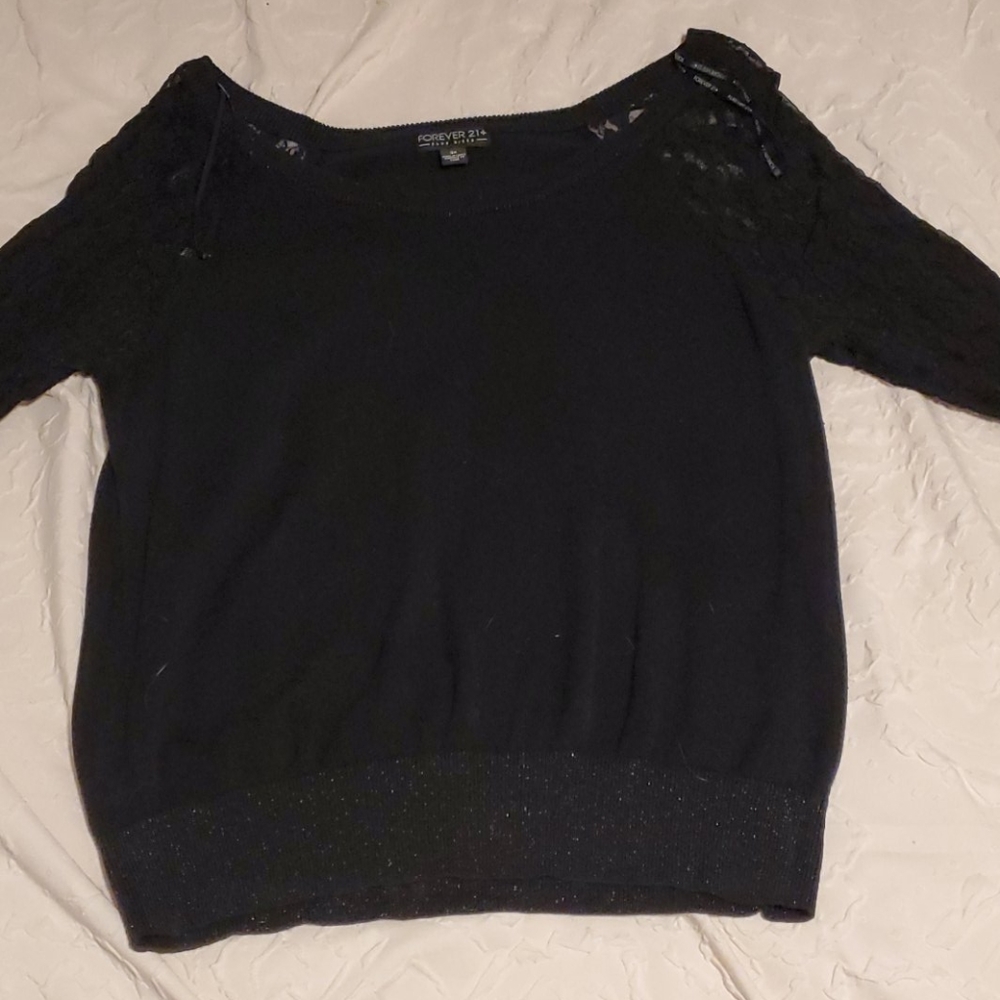 Forever 21 Black Lace Sleeve Sweater